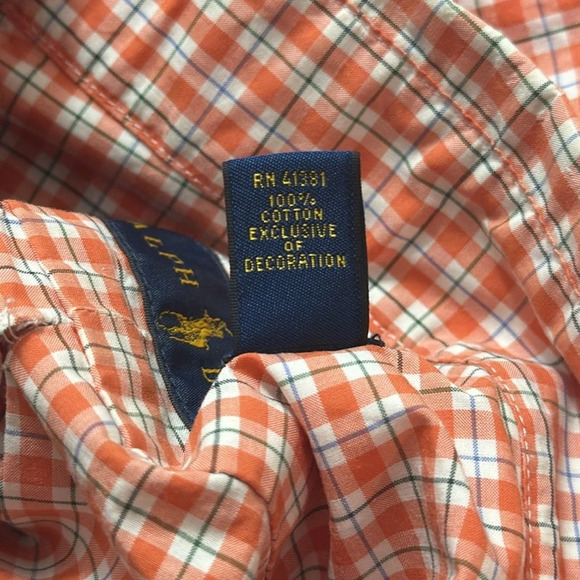 Ralph Lauren Button Down Men’s Long Sleeve Orange White Size XXL - Picture 10 of 10